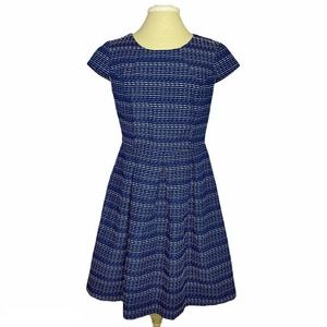 Liz Claiborne Navy Blue & White Striped Short Sleeve A-Line Dress 4